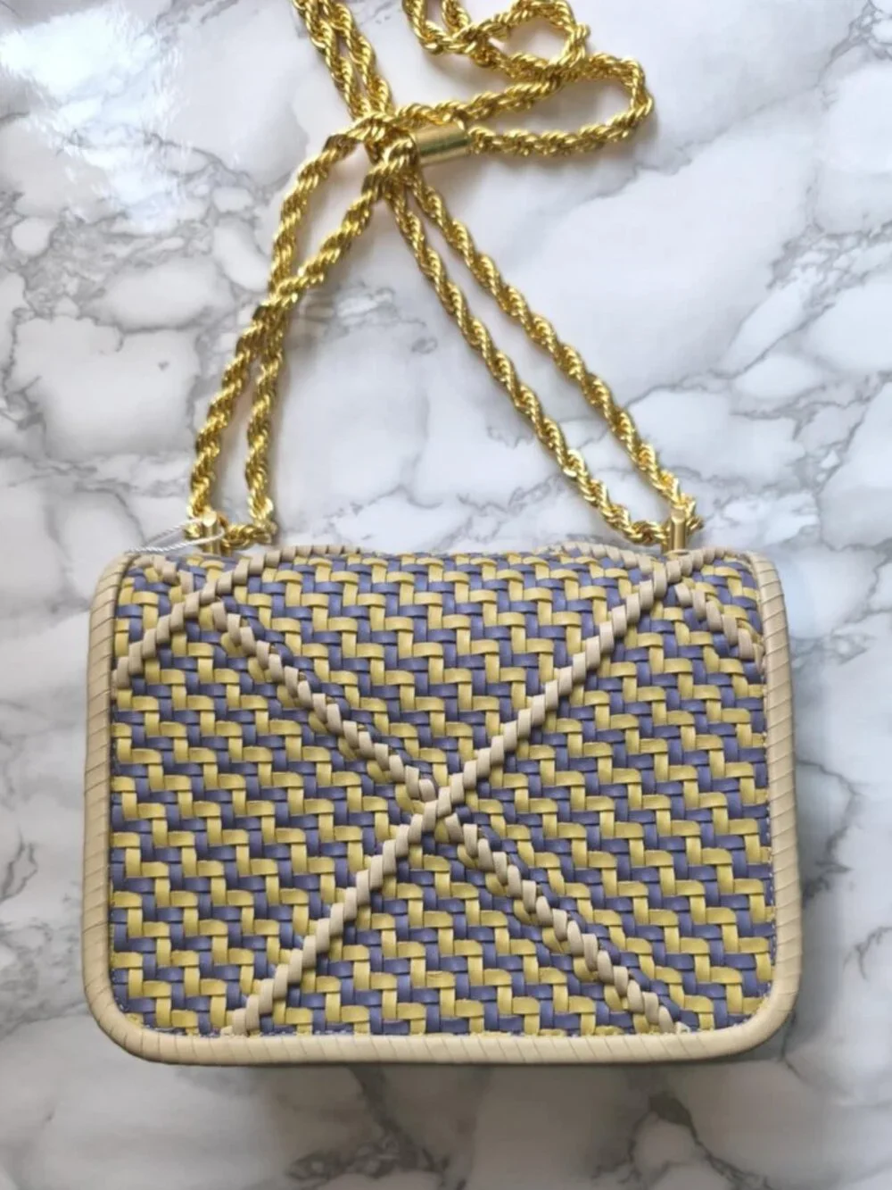 TORY BURCH Small Eleanor Diamond Woven Braided Leather Shoulder Bag